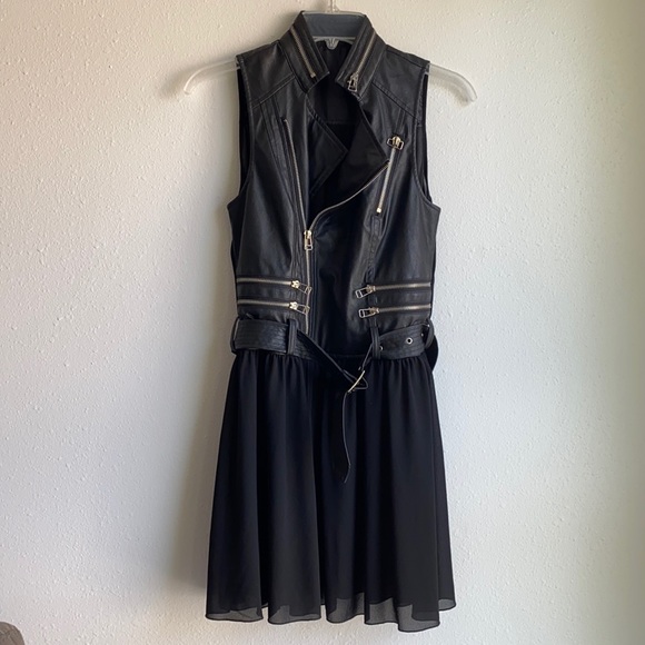 Biker Chic Moto Dress in Black Faux Leather - Picture 1 of 2